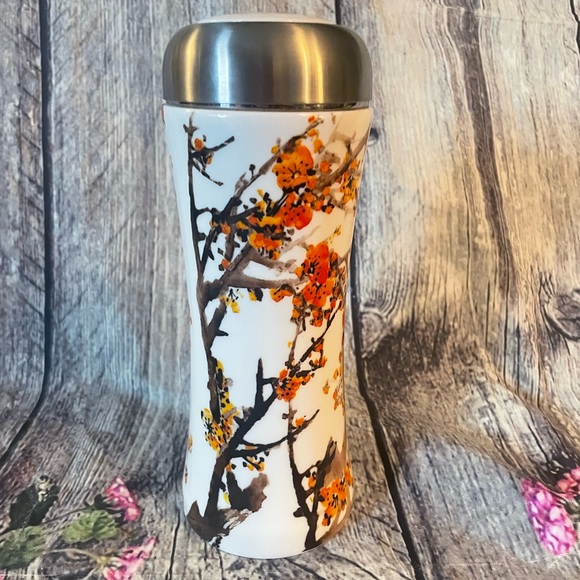 Teavana Dining Teavana Orange Cherry Blossom Porcelain Tumbler